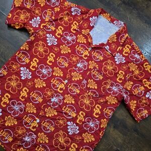USC Trojans NCAA Mens Hawaiian Shirt The Legion Red Gold Floral XL Short Sleeve